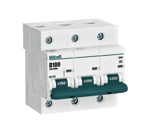 Выключатель автоматический трехполюсный ВА-201 100А D 10кА  13021DEK  DEKraft