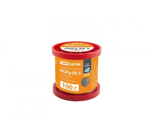 Припой ПОСу 95-5, проволока, ГОСТ 21931-76, 1 мм, 100 г, катушка, серия "Алмаз"  SQ1025-0343  TDM