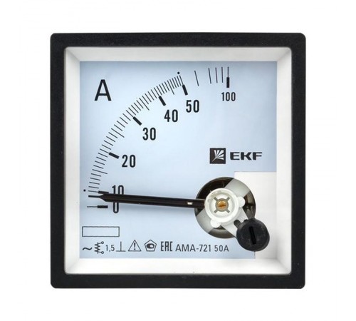 Амперметр AM-A721 аналоговый на панель 72х72 (квадратный вырез) 50А прямое подключение EKF PROxima  ama-721-50  EKF