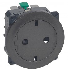 Celiane Графит Розетка с плоской лицевой панелью с/з, безвинт зажим (накладка+механизм)  067168  Legrand