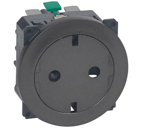 Celiane Графит Розетка с плоской лицевой панелью с/з, безвинт зажим (накладка+механизм)  067168  Legrand