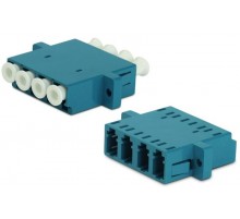 Адаптер проходной оптический FA-P11Z-QLC/QLC-N/WH-BL LC-LC, SM, quadro, 4 волокна, корпус пластиковый, синий, белые колпачки  244005  Hyperline
