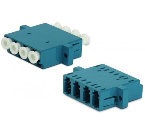 Адаптер проходной оптический FA-P11Z-QLC/QLC-N/WH-BL LC-LC, SM, quadro, 4 волокна, корпус пластиковый, синий, белые колпачки  244005  Hyperline