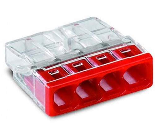 Клемма 4-проводная 0.5-2.5мм2 одножильный красный (уп/100шт)  2273-204  WAGO