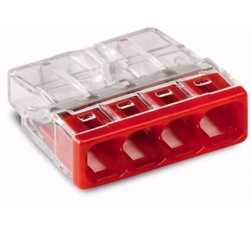 Клемма 4-проводная 0.5-2.5мм2 одножильный красный (уп/100шт)  2273-204  WAGO