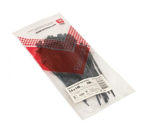 Хомут P6.6 стандартный (ч), 3.6x140 (100шт) FlexLock PROxima  plc-fl-ctsb-3.6x140  EKF