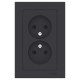 AtlasDesign Карбон Розетка без заземления двойная, со шторками,16А, (в сборе с рамкой)  ATN001022  SE