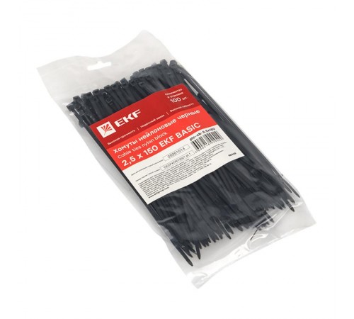 Хомут нейлоновый ЧЕРНЫЙ 2,5х150 (уп./100шт) EKF Simple  plc-cb-2.5x150  EKF