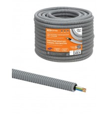 Электротруба гофрированная ПВХ d20серая, с кабелем ВВГ-Пнг(А)-LS 3х1,5ок(N,PE)-0,66 ГОСТ (100 м)  SQ0140-2103  TDM