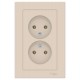 AtlasDesign Бежевый Розетка без заземления двойная, 16А, (в сборе с рамкой)  ATN000220  SE
