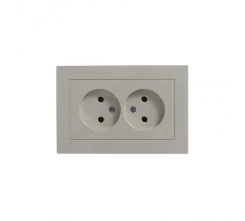 AtlasDesign Бежевый Розетка без заземления двойная, 16А, (в сборе с рамкой)  ATN000220  SE