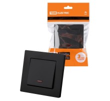 Выключатель 1 кл. с подсветкой 10А черный "Сенеж"  SQ1816-0304  TDM