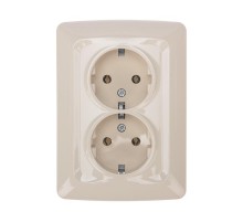 DEA Розетка 2-ая керамика с/з с/у 16А Беж  KR-78-0250  Kranz