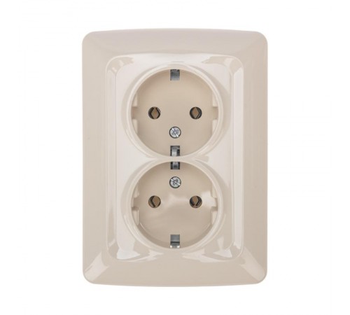 DEA Розетка 2-ая керамика с/з с/у 16А Беж  KR-78-0250  Kranz