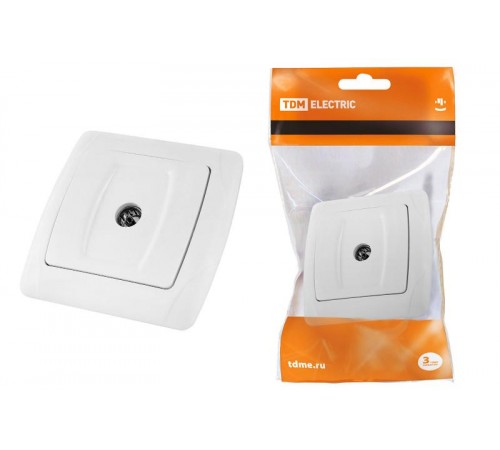 Розетка телевизионная простая (0-2400МГц, "мама") белая "Онега"   SQ1805-0023  TDM