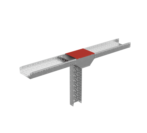 Крышка на верт. Т-ответвитель переходник 500-100 мм с разворотом трассы на 90 гр. "ПЛЮС" (нижняя часть меньше исходной)  KTDPSplus90-500-100   КМ-пр
