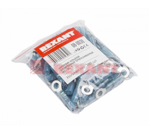 Наконечник кольцевой изолированный термоусаживаемый  6.5 мм 1.5-2.5 мм (НКи-т 2.5-6/НКи-т2-6) синий  08-0039  REXANT