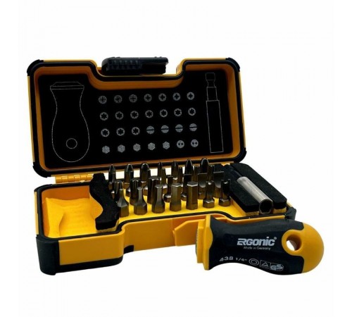 Набор бит SL/PZ/PH/HEX/Tx с рукояткой ERGONIC и битодержателем в кейсе, 30 шт  02073006  Felo