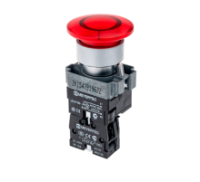 Кнопка грибовидная с LED подсветкой без фиксации, 220V AC/DC, 1NC, красный, 40 мм, мет. MTB2-BW4634  59643  ОВЕН