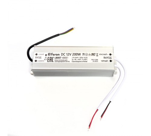 Трансформатор электронный для светодиодной ленты 200W 12V IP67 (драйвер), LB007   48061  FERON