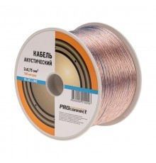 Кабель акустический 2х0,75 мм прозрачный BLUELINE (бухта 100 м)  01-6204-6  PROconnect