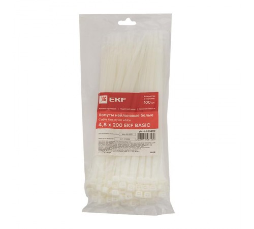 Хомут нейлоновый 4,8х200 (уп./100шт) EKF Simple  plc-c-4.8x200  EKF