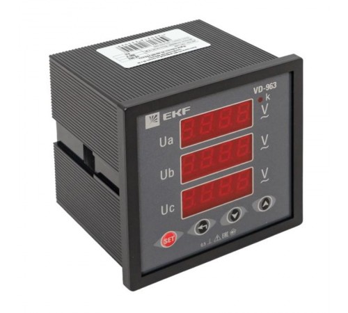 Вольтметр VM-D963 цифровой на панель 96х96 трехфазный EKF PROxima  vd-963  EKF