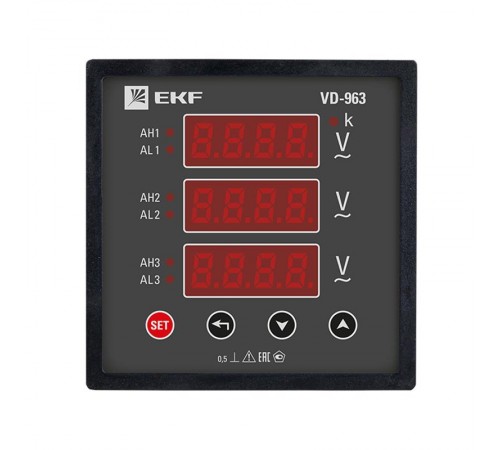 Вольтметр VM-D963 цифровой на панель 96х96 трехфазный EKF PROxima  vd-963  EKF