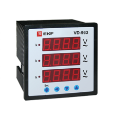 Вольтметр VM-D963 цифровой на панель 96х96 трехфазный EKF PROxima  vd-963  EKF