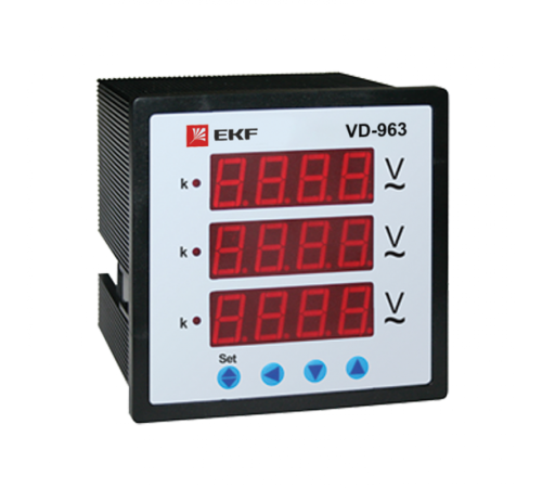 Вольтметр VM-D963 цифровой на панель 96х96 трехфазный EKF PROxima  vd-963  EKF