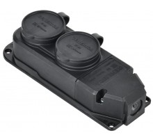 Розетка (колодка) 2-ая с защит. кр. 16А IP44 черная  ERK20-016-02-44-K02-G  GENERICA