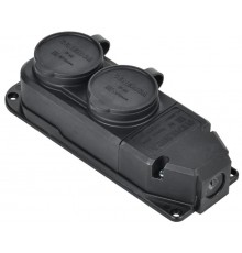 Розетка (колодка) 2-ая с защит. кр. 16А IP44 черная  ERK20-016-02-44-K02-G  GENERICA