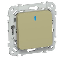 FLITE Выключатель 1-клавишный кнопочный с индикацией 10А ВС11-2-1-ФлО оливковый  FI-V14-1-10-1-K26  IEK