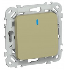 FLITE Выключатель 1-клавишный кнопочный с индикацией 10А ВС11-2-1-ФлО оливковый  FI-V14-1-10-1-K26  IEK