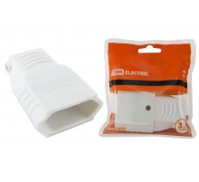 Кабельная розетка 2П 10А 250B (под евровилку CEE 7/16) с з/ш угловой вывод кабеля белая  SQ1806-0092  TDM