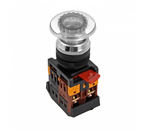 Кнопка AELA-22 "Грибок" белая с подсветкой NO+NC 220В EKF PROxima  pbn-aela-1w-220  EKF