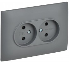SKANDY Розетка 2-местная без з/к с з/ш 10А сб. SK-R09Gr серый  SK-R23-10-K03-F  IEK