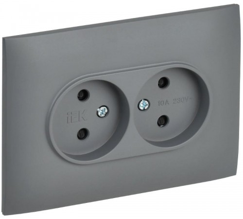 SKANDY Розетка 2-местная без з/к с з/ш 10А сб. SK-R09Gr серый  SK-R23-10-K03-F  IEK