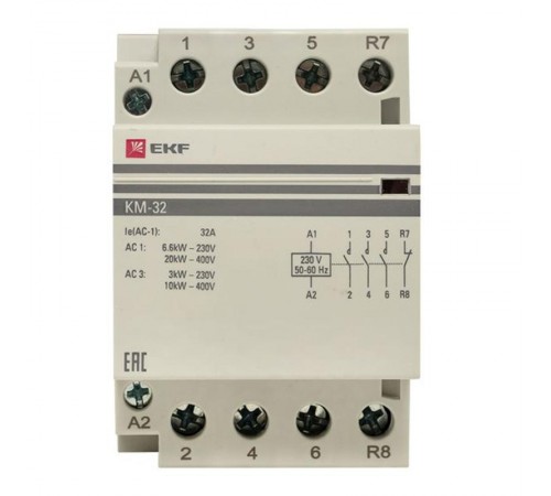 Контактор модульный КМ 32А 3NО+NC (3 мод.) EKF PROxima  km-3-32-31  EKF