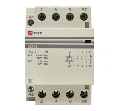 Контактор модульный КМ 32А 3NО+NC (3 мод.) EKF PROxima  km-3-32-31  EKF