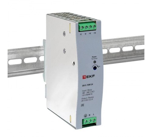 Блок питания на дин рейку 75 Вт,Uвх ~ 220 В AC , Uвых - 24 В DC постоянного тока DR-E-75W-24 EKF