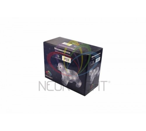 Акриловая светодиодная фигура "Медвежонок" 24х11х18 см, 4,5 В, 3 батарейки AA (не входят в комплект), 16 светодиодов,  513-312  NEON-NIGHT