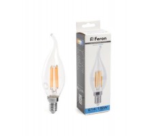 Лампа светодиодная, (15W) 230V E14 6400K прозрачная, LB-718  38264  FERON