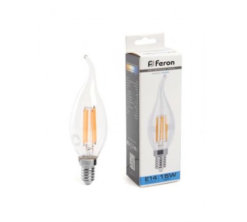 Лампа светодиодная, (15W) 230V E14 6400K прозрачная, LB-718  38264  FERON
