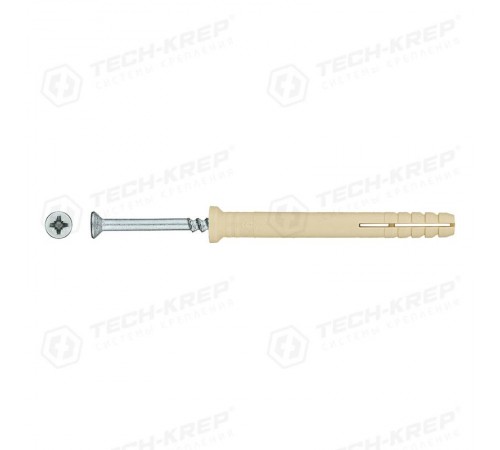 Дюбель-гвоздь 6K60 пот. манжета (нейлон) (100 шт) - ведро ( 0,605 кг)  101333  Tech-KREP