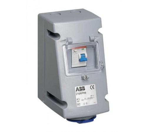 Розетка с УЗО 232RPR6, 32А, 2Р+Е, IP44, 6ч  2CMA168283R1000  ABB
