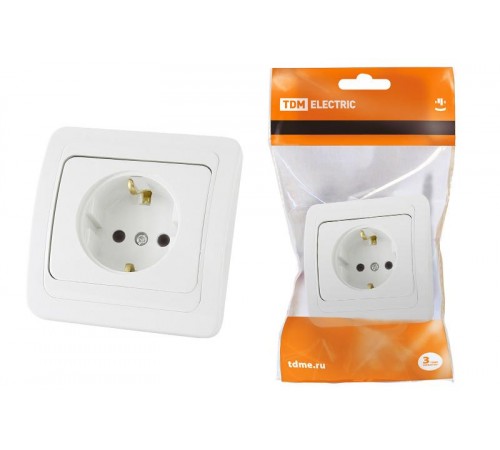 Розетка 2П+З 16А белая "Валдай"   SQ1804-0008  TDM