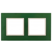 14-5102-27 Рамка на 2 поста, стекло, Эра Elegance, зелёный+сл.кость  Б0034499  ЭРА