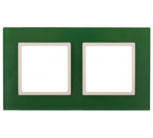14-5102-27 Рамка на 2 поста, стекло, Эра Elegance, зелёный+сл.кость  Б0034499  ЭРА