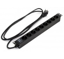 Блок розеток SHE19-9SH-2.5EUд. 19" шк., горизонт., 9 розеток Schuko(16A), 250В, 482.6x44.4x44.4мм(ДхШхВ)  397067  Hyperline